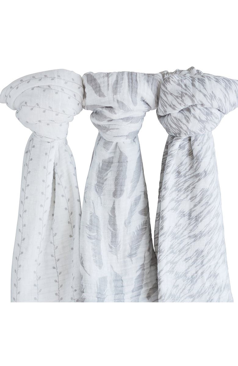 Ely's & Co. Cotton Muslin Swaddle Blanket 3 Pack, Alternate, color, Classic Grey