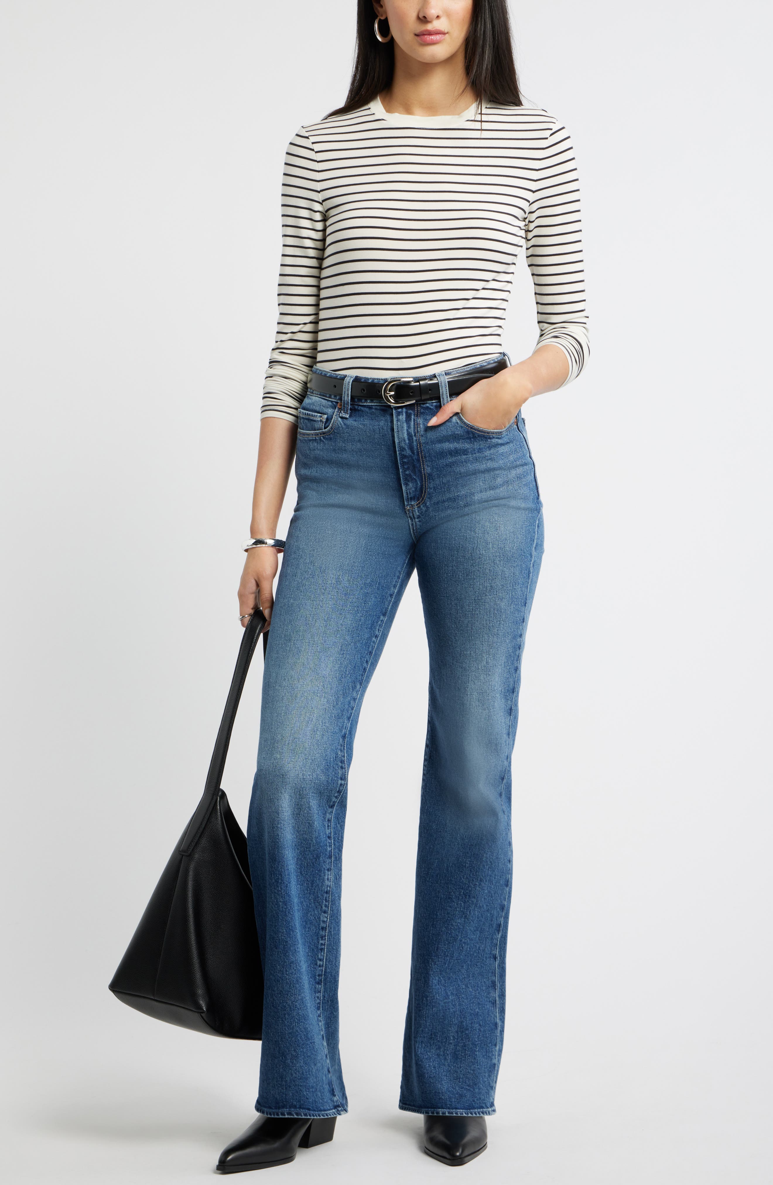 selected IVORY- BLACK TAY STRIPE