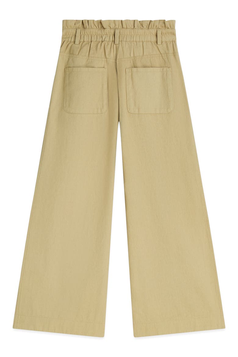 Kids' High Waist Wide Leg Cotton Pants, Alternate, color, PALE KHAKI