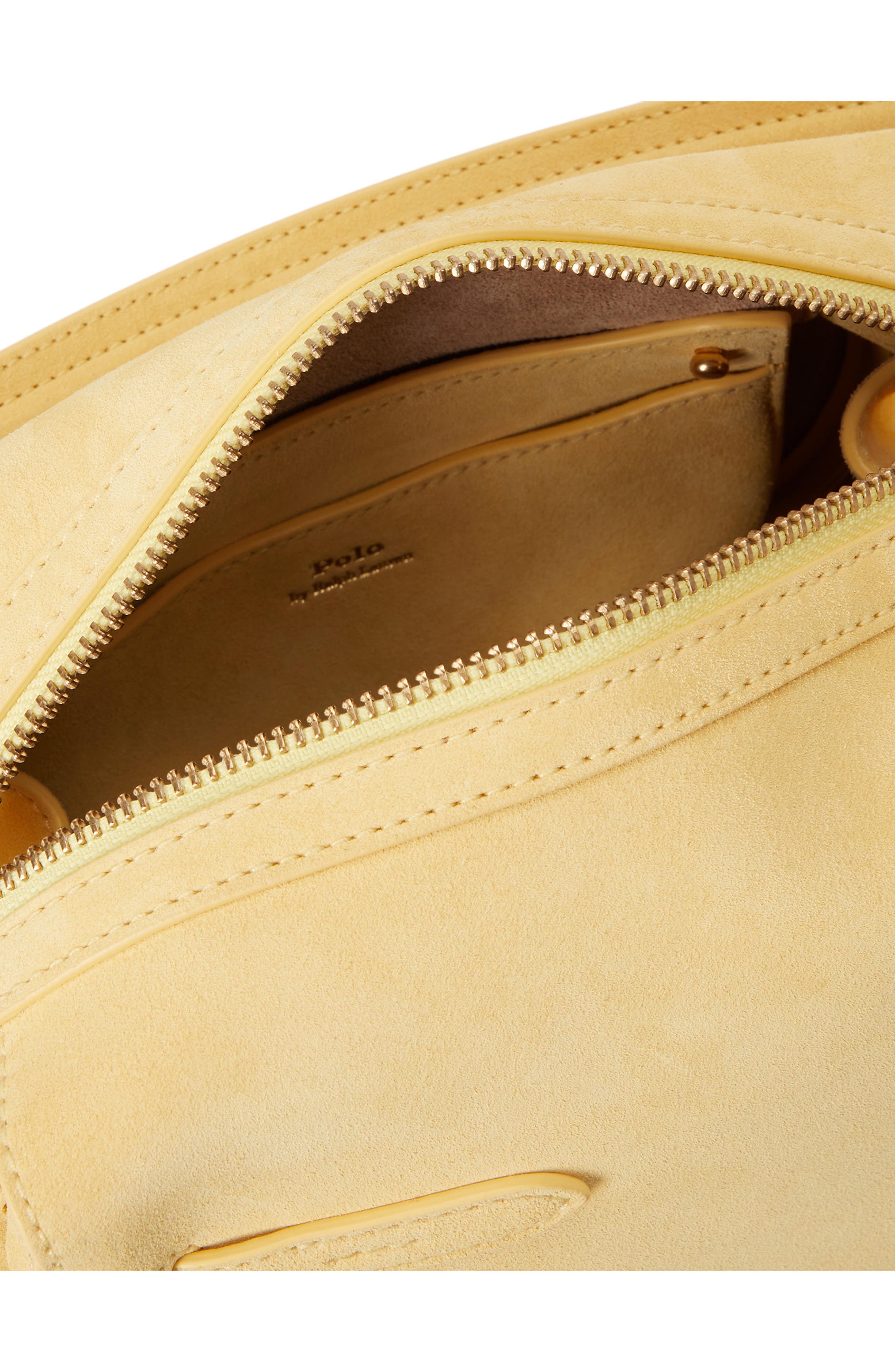 Polo Ralph Lauren Small Polo ID Suede Satchel, Alternate, color, Lemon Meringue
