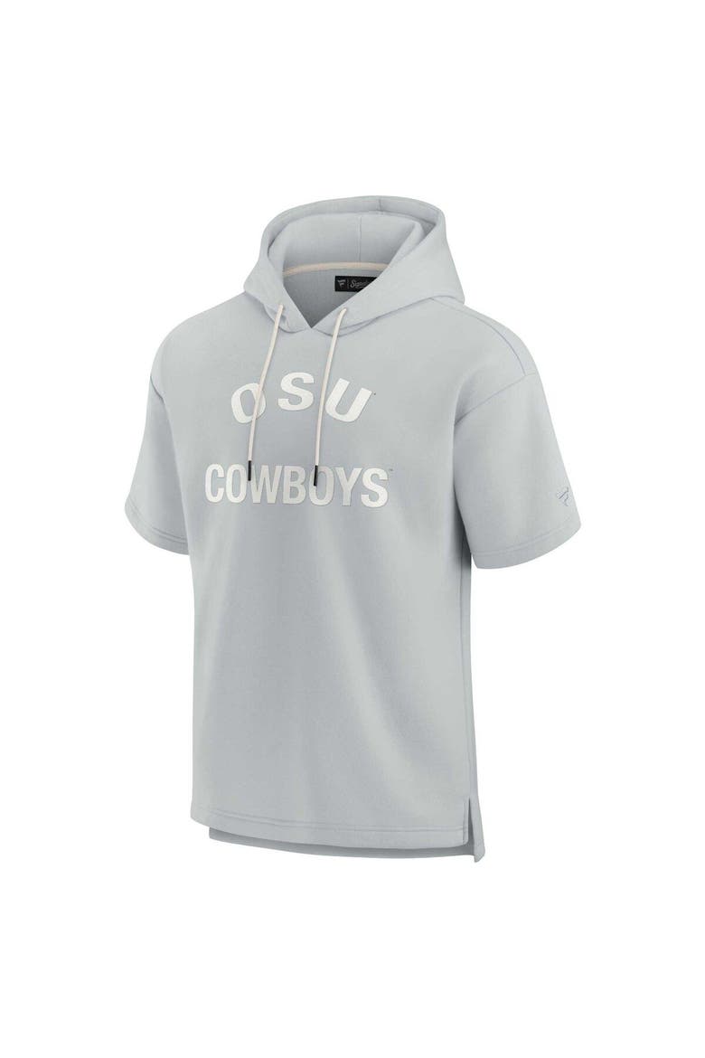 Unisex Fanatics Signature Gray Oklahoma State Cowboys Elements Super Soft Fleece Short Sleeve Pullover Hoodie, Alternate, color, Gray