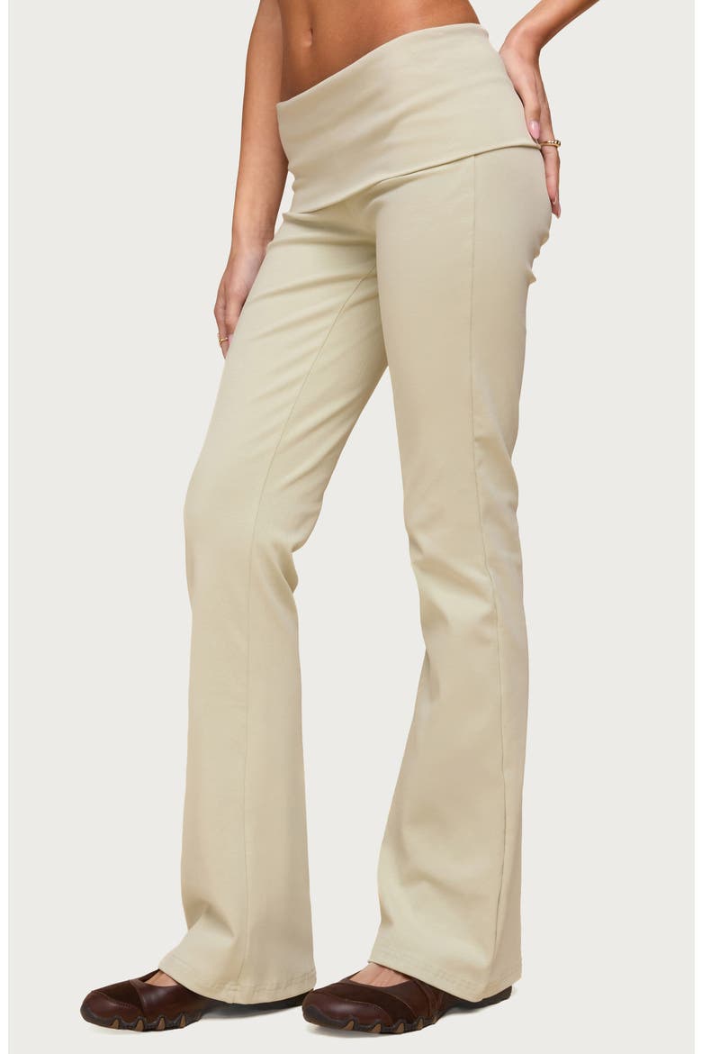 Ivanne Foldover Stretch Cotton Flare Pants, Alternate, color, SAGE