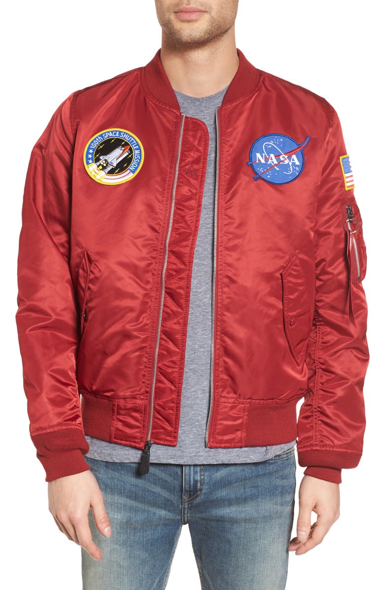 Alpha Industries Lightweight NASA L-2B Bomber Jacket, Main, color, 