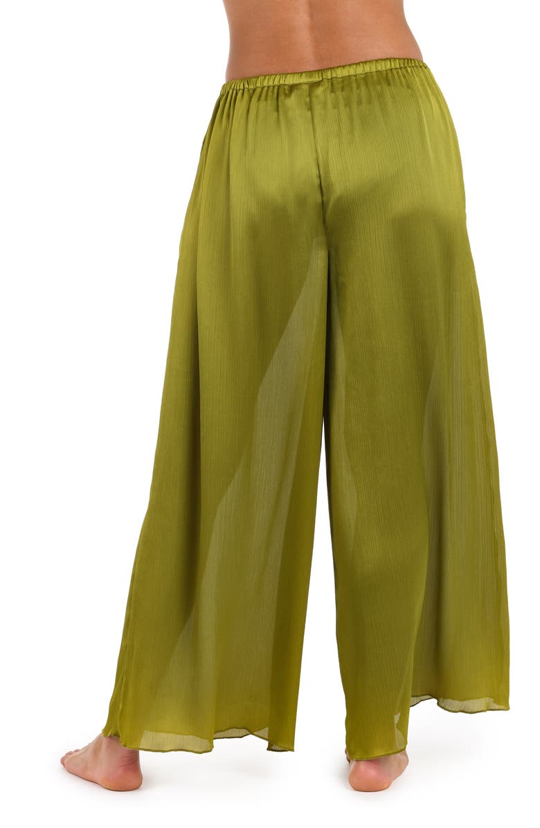 Sunshine 79 Radiance Textured Satin Cover-Up Palazzo Pants, Alternate, color, Olive