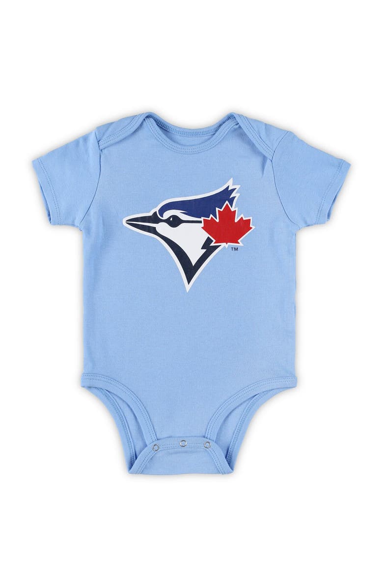 Outerstuff Infant Powder Blue /White/Heather Gray Toronto Blue Jays Biggest Little Fan 3-Pack Bodysuit Set, Alternate, color, 