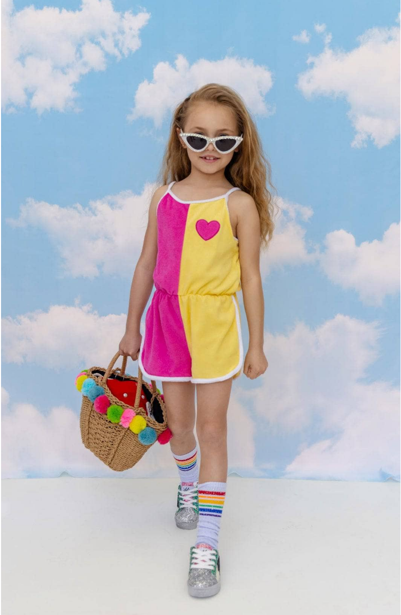 Lola + The Boys Sunshine Love Romper, Alternate, color, Pink