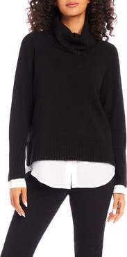 Karen Kane Mixed Media Layered Turtleneck Sweater