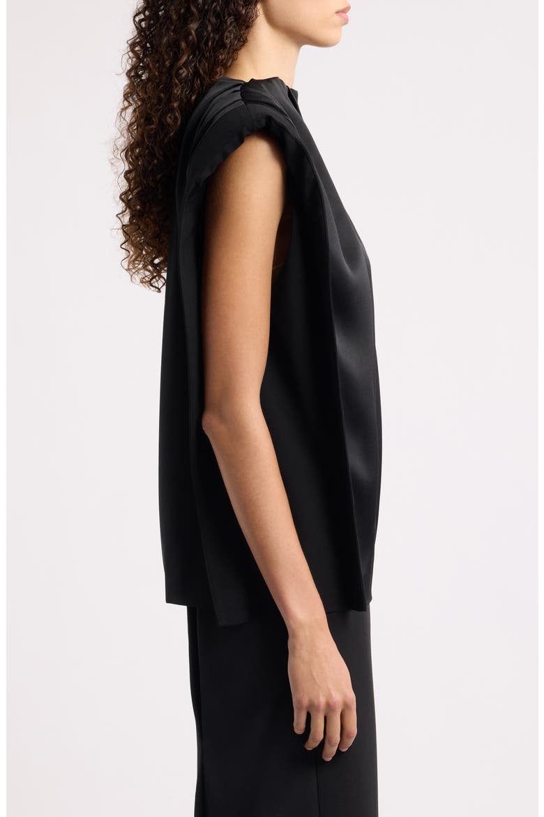 Draped Satin Top, Alternate, color, BLACK