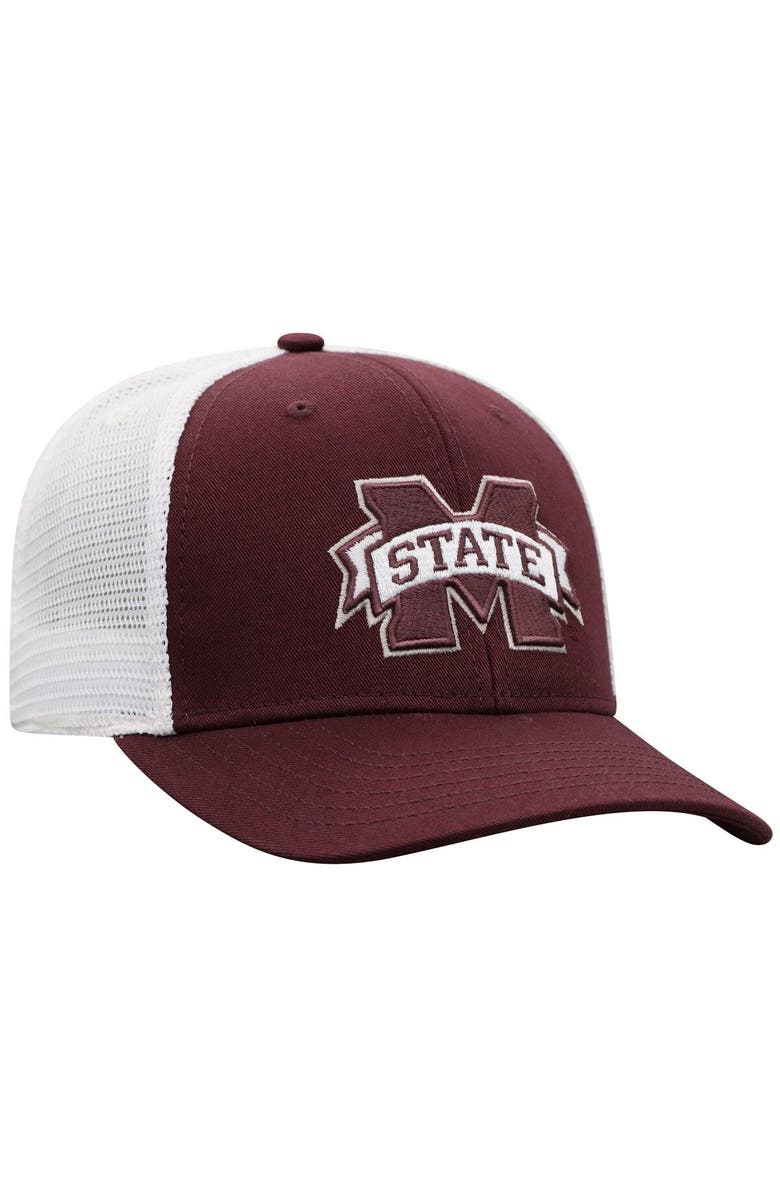 TOP OF THE WORLD Men's Top of the World Maroon/White Mississippi State Bulldogs Trucker Snapback Hat, Alternate, color, 