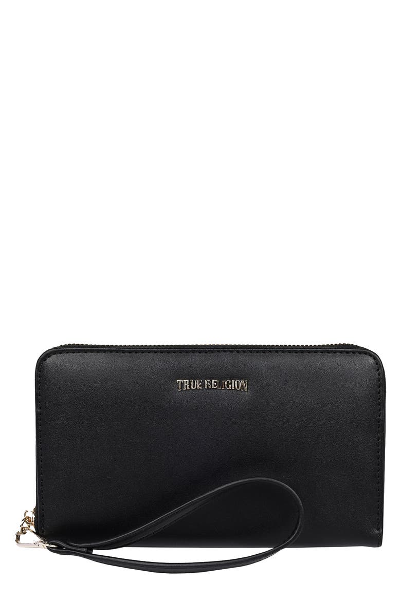 East/West Logo Wristlet, Main, color, BLACK