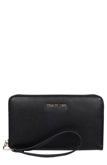 True Religion East/west Logo Wristlet In Black