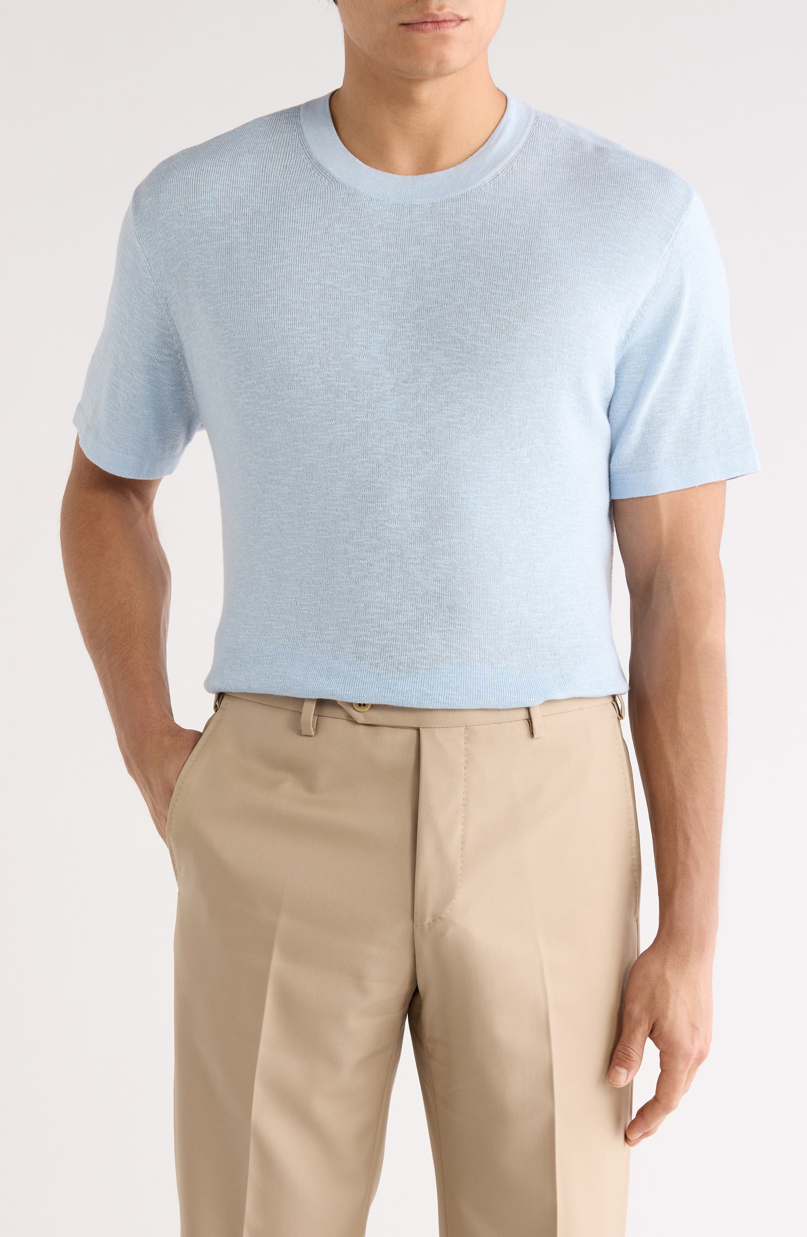 Short Sleeve Cotton Blend Sweater - image 5