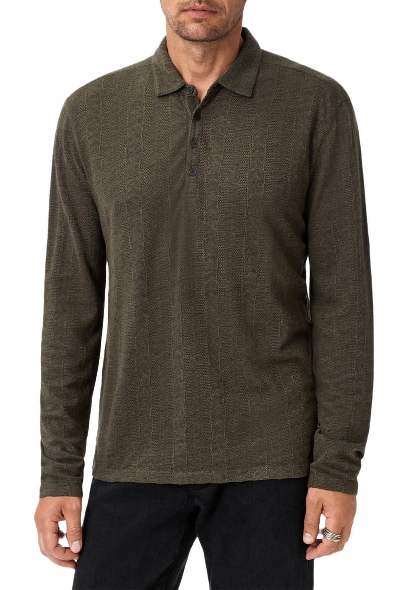 Jalen Three Color Marl Jacquard Long Sleeve Polo, Alternate, color, DARK OLIVE
