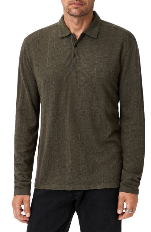 John Varvatos Jalen Three Color Marl Jacquard Long Sleeve Polo In Green