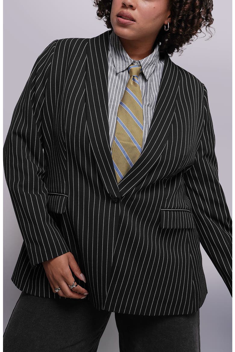 The Empower Pinstripe Tux Blazer, Alternate, color, BLACK/STONE