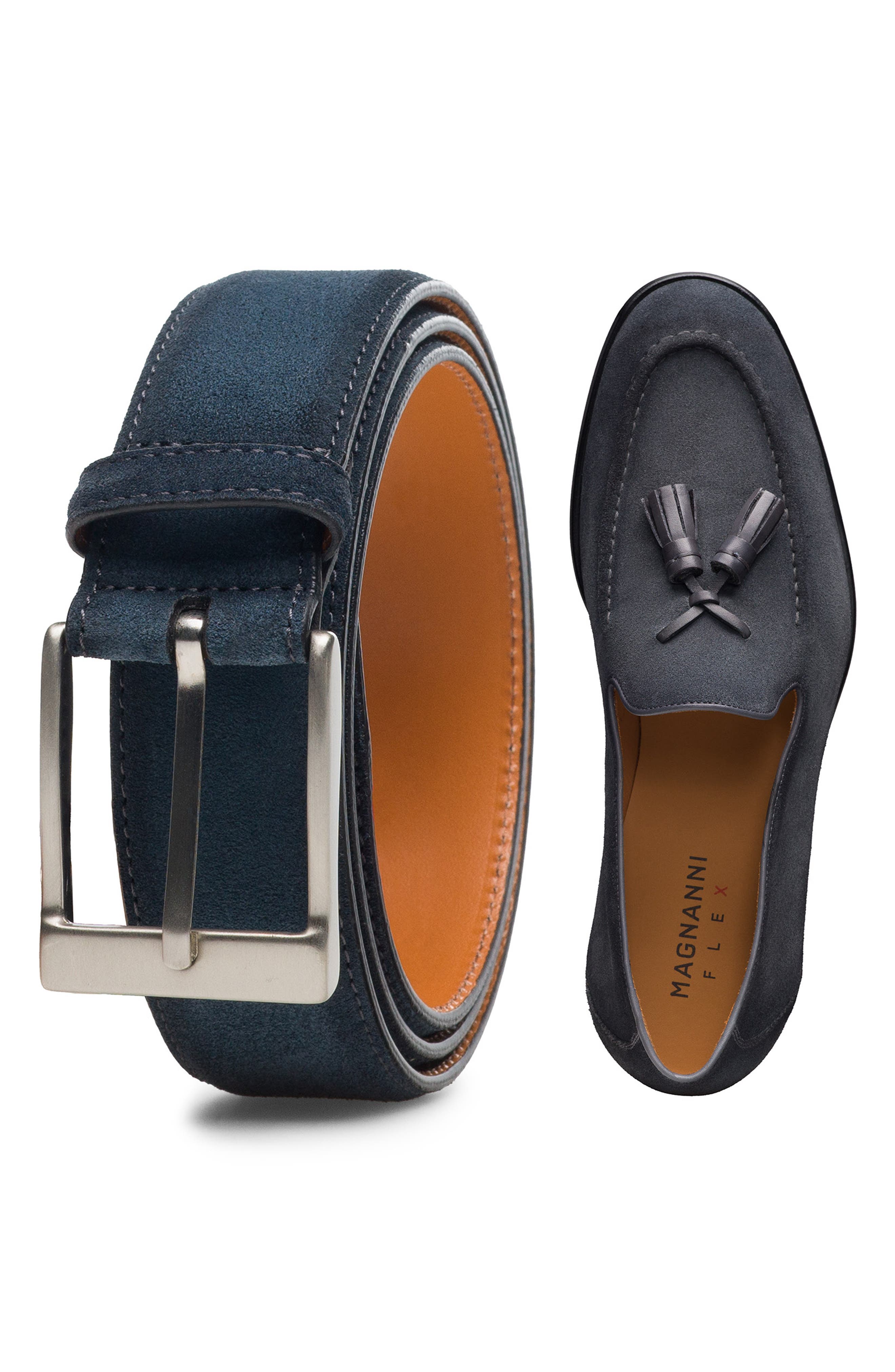 Magnanni Magico Tassel Loafer, Alternate, color, Indigo Suede