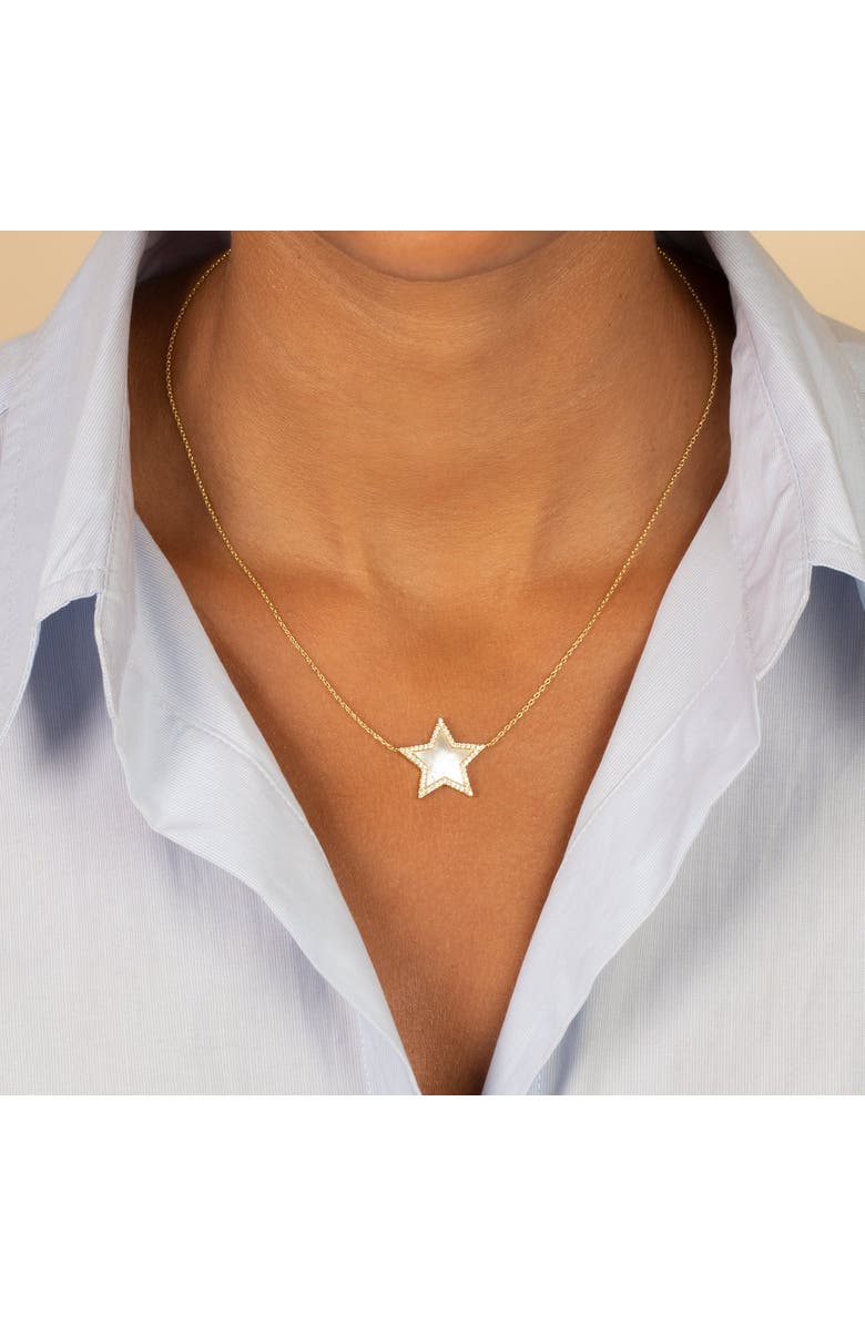 BY ADINA EDEN Pave Outline Colored Stone Star Necklace, Alternate, color, 