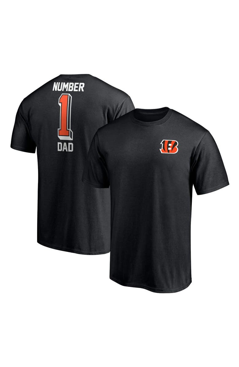 FANATICS Men's Fanatics Branded Black Cincinnati Bengals #1 Dad T-Shirt, Main, color,