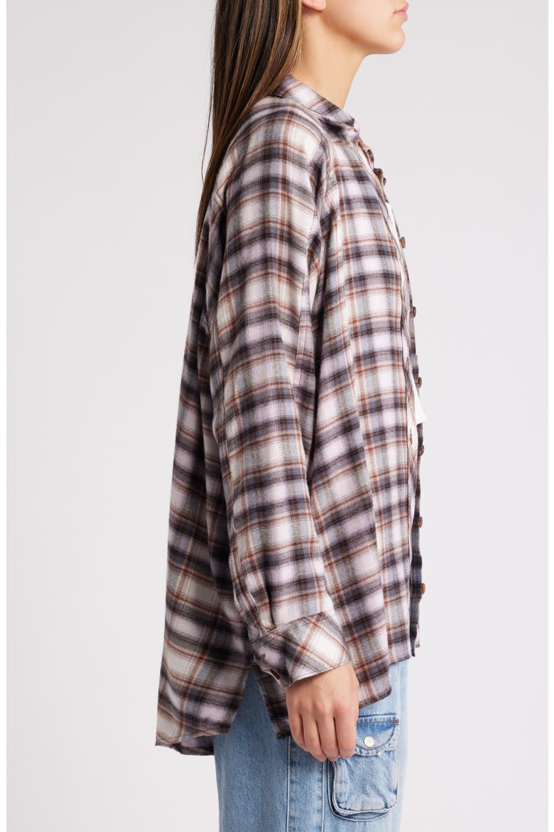 Brendon Plaid High-Low Hem Button-Up Shirt, Alternate, color, PINK
