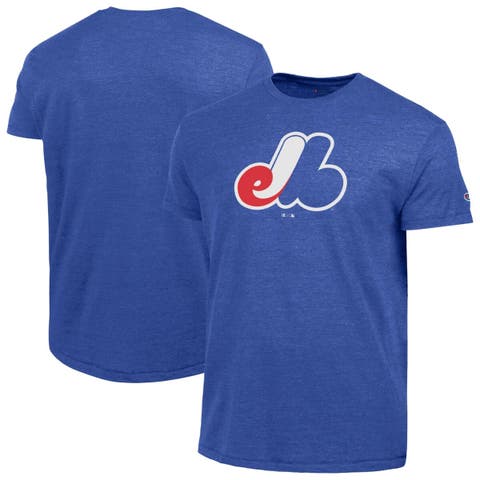 Men's Champion  Blue Montreal Expos Cooperstown Logo Tri-Blend T-Shirt