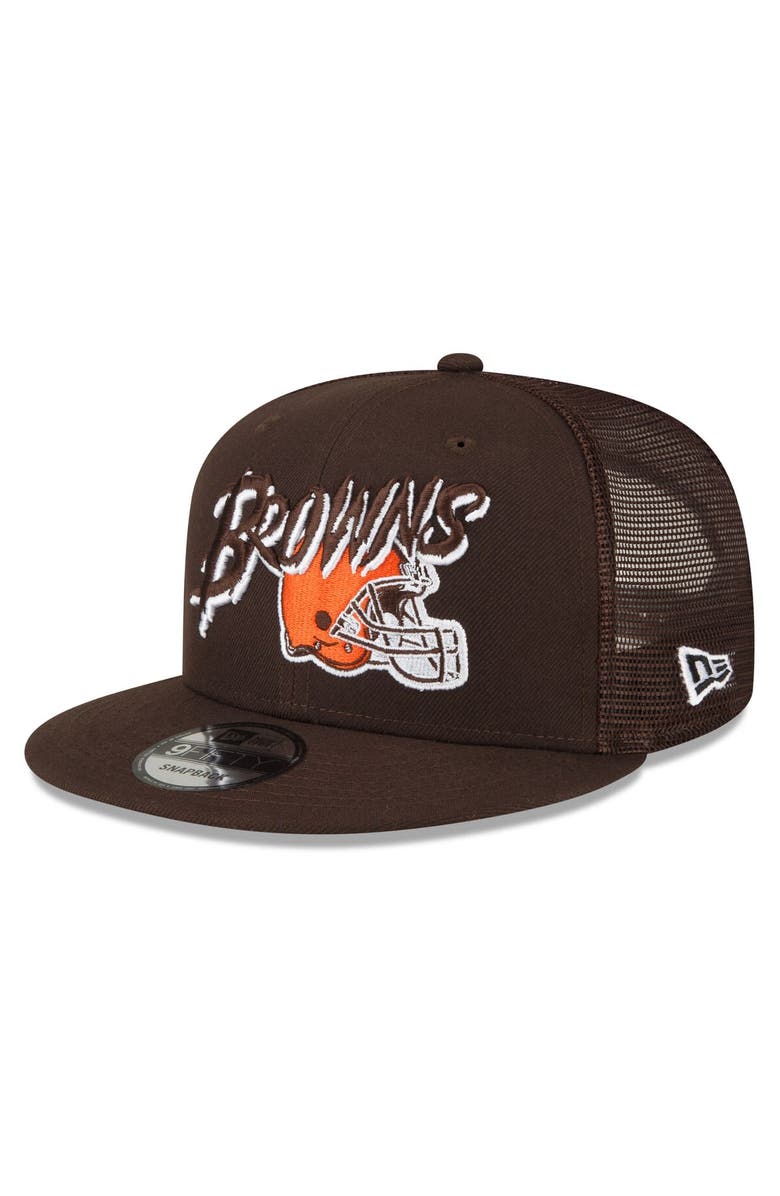 New Era Men's New Era Brown Cleveland Browns Graffiti Script 9FIFTY Snapback Hat, Main, color, 