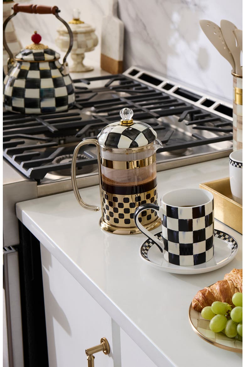 Courtly Check French Press, Alternate, color, BLACK