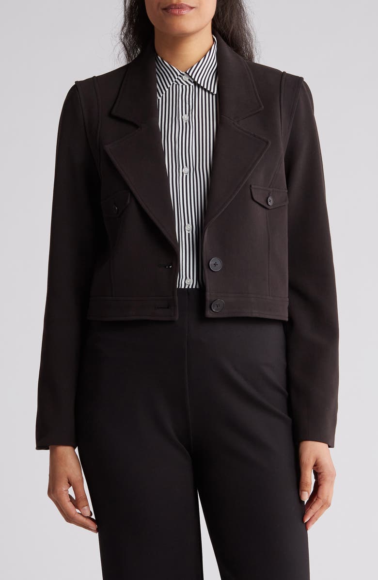 T Tahari Notch Lapel Crop Blazer, Main, color, 