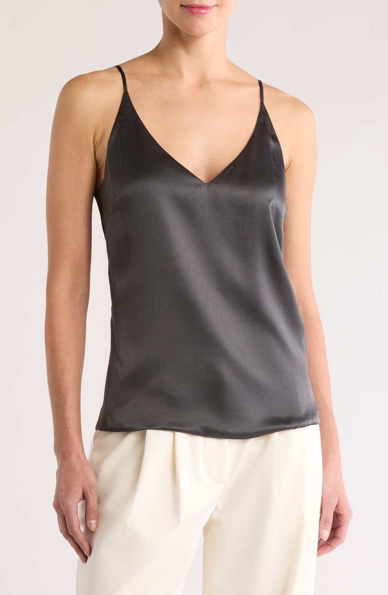 L'AGENCE Gabriella V-Neck Silk Camisole, Main, color, 