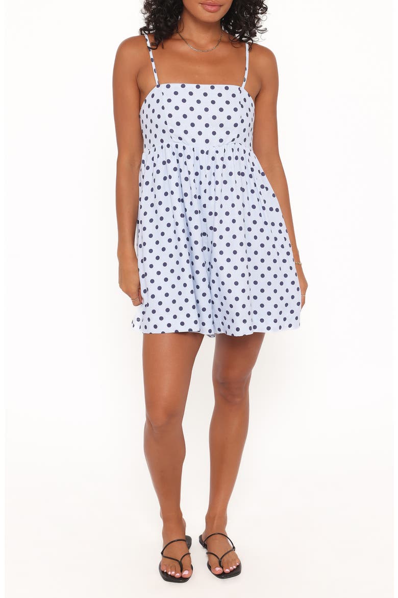 Quinley Linen Romper, Main, color, BLUE POLKA DOT