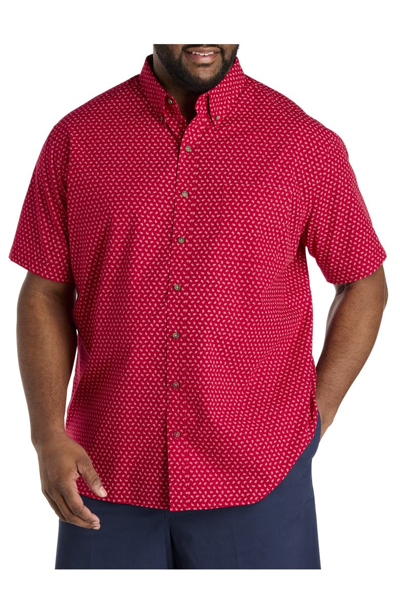 Harbor Bay by DXL Big & Tall Easy-Care Paisley Print Sport Shirt, Main, color, 