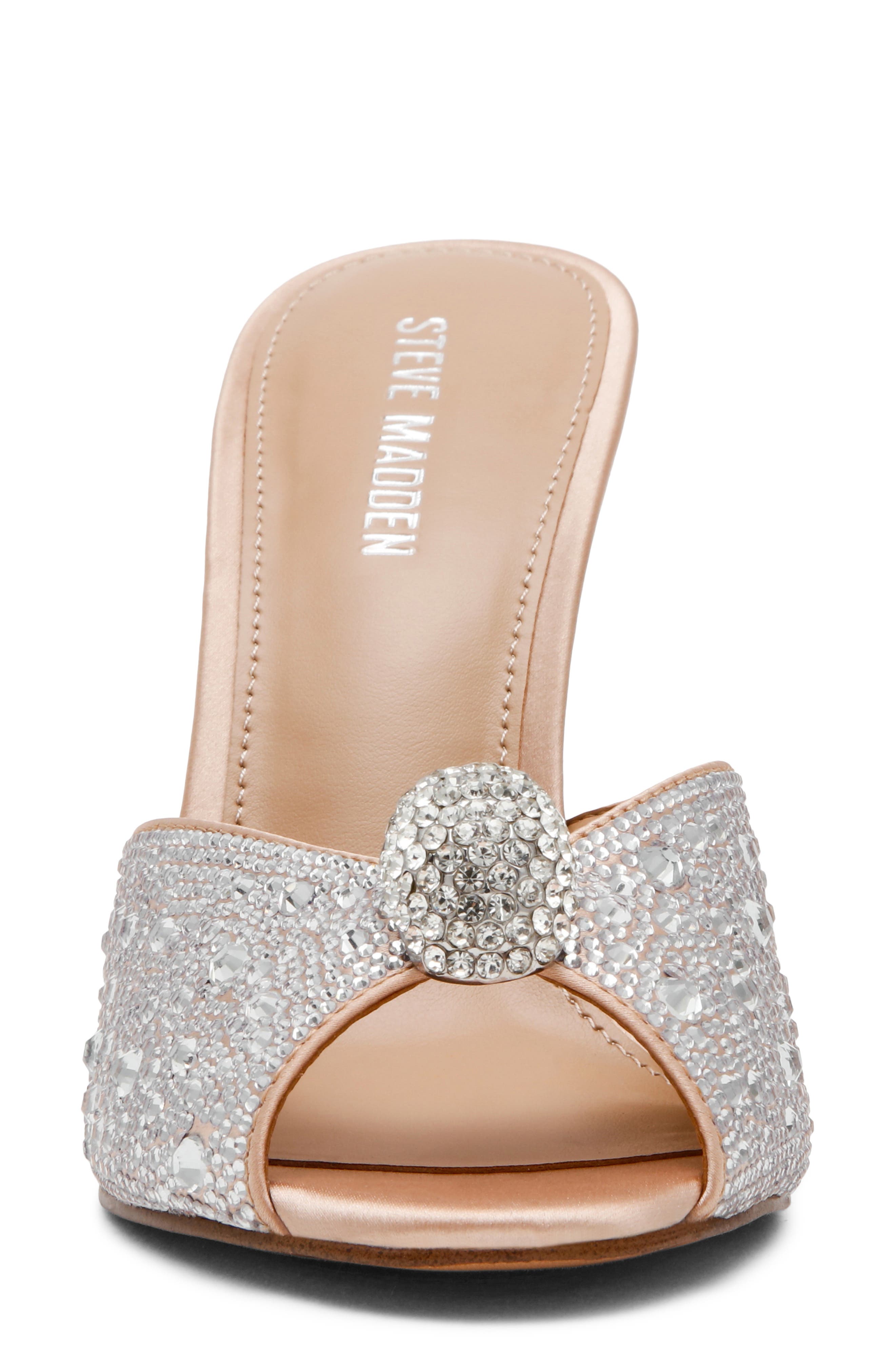 Steve Madden Priya Peep Toe Slide Sandal, Alternate, color, Rhinestone