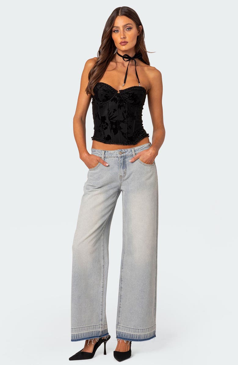 EDIKTED Release Hem Low Rise Jeans, Alternate, color, Light-Blue