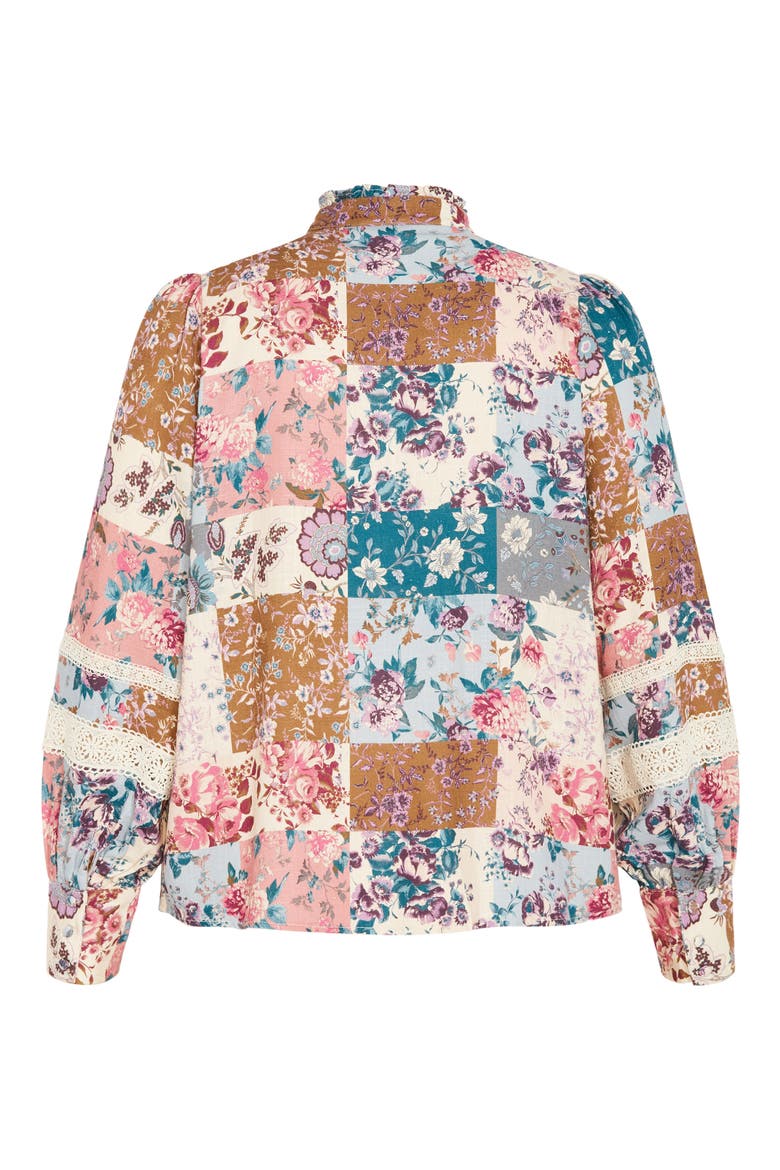 Floral Print Lace Shirt, Alternate, color, WHIMSICAL