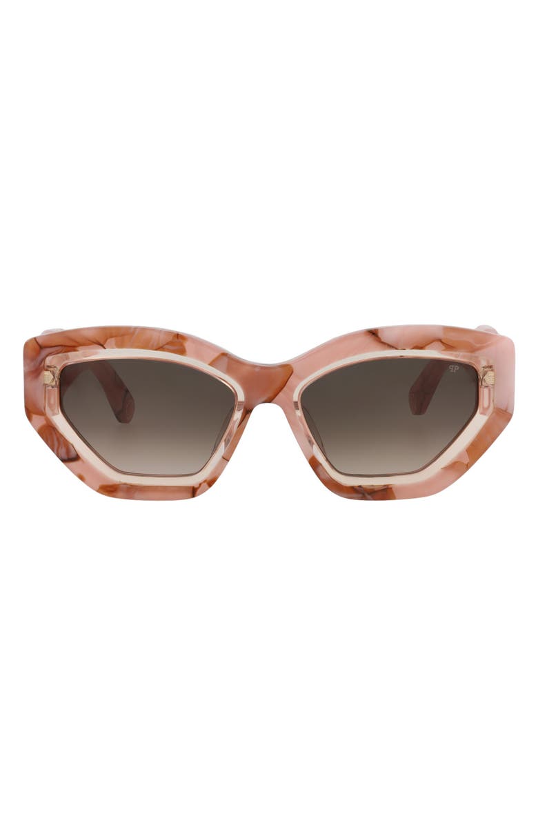 PHILIPP PLEIN 55mm Geometric Sunglasses, Main, color, Pink Pink Brown