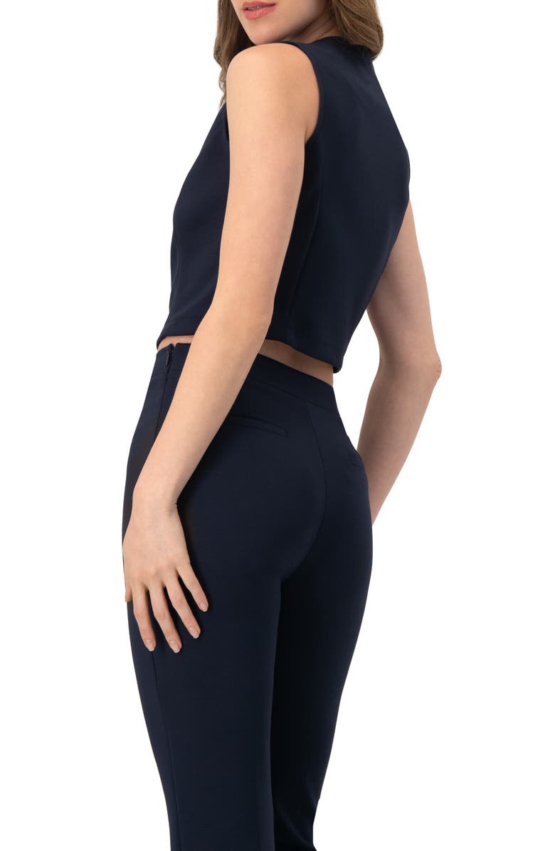 IVONNE Front-Zip Crop Top, Alternate, color, Navy Blue