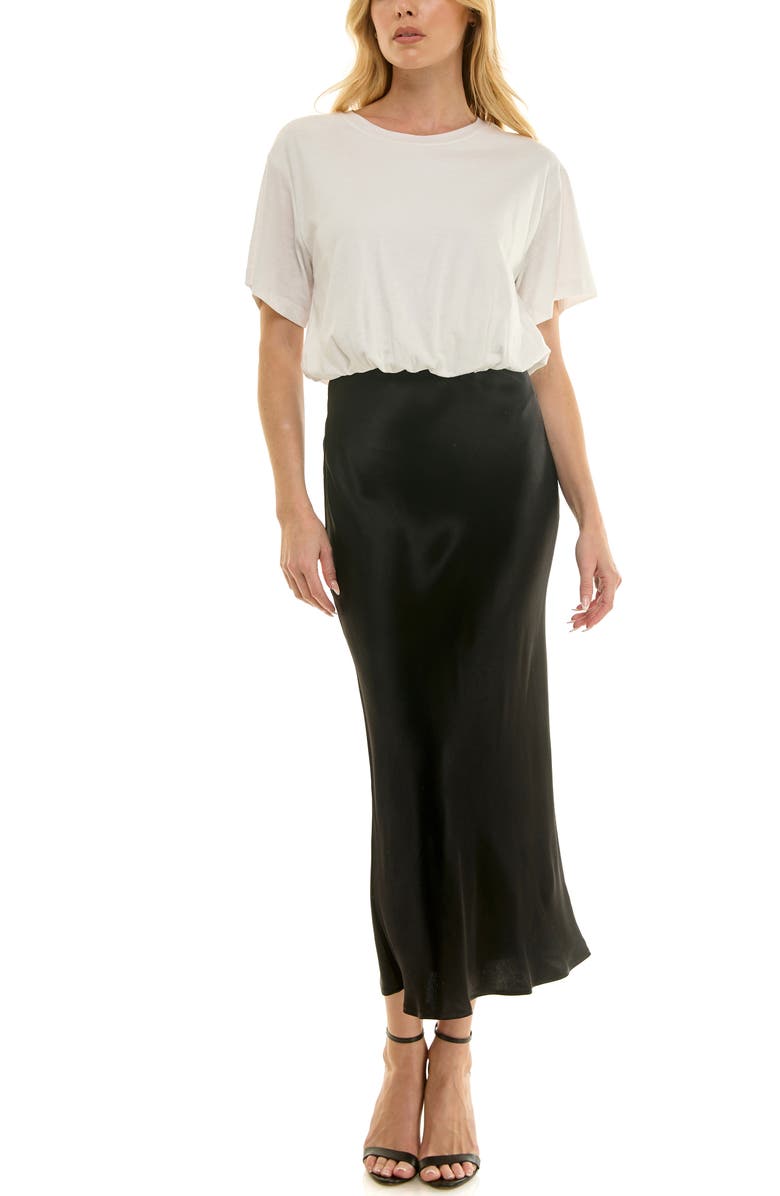 Socialite Bias Cut Satin Maxi Skirt, Alternate, color, Black