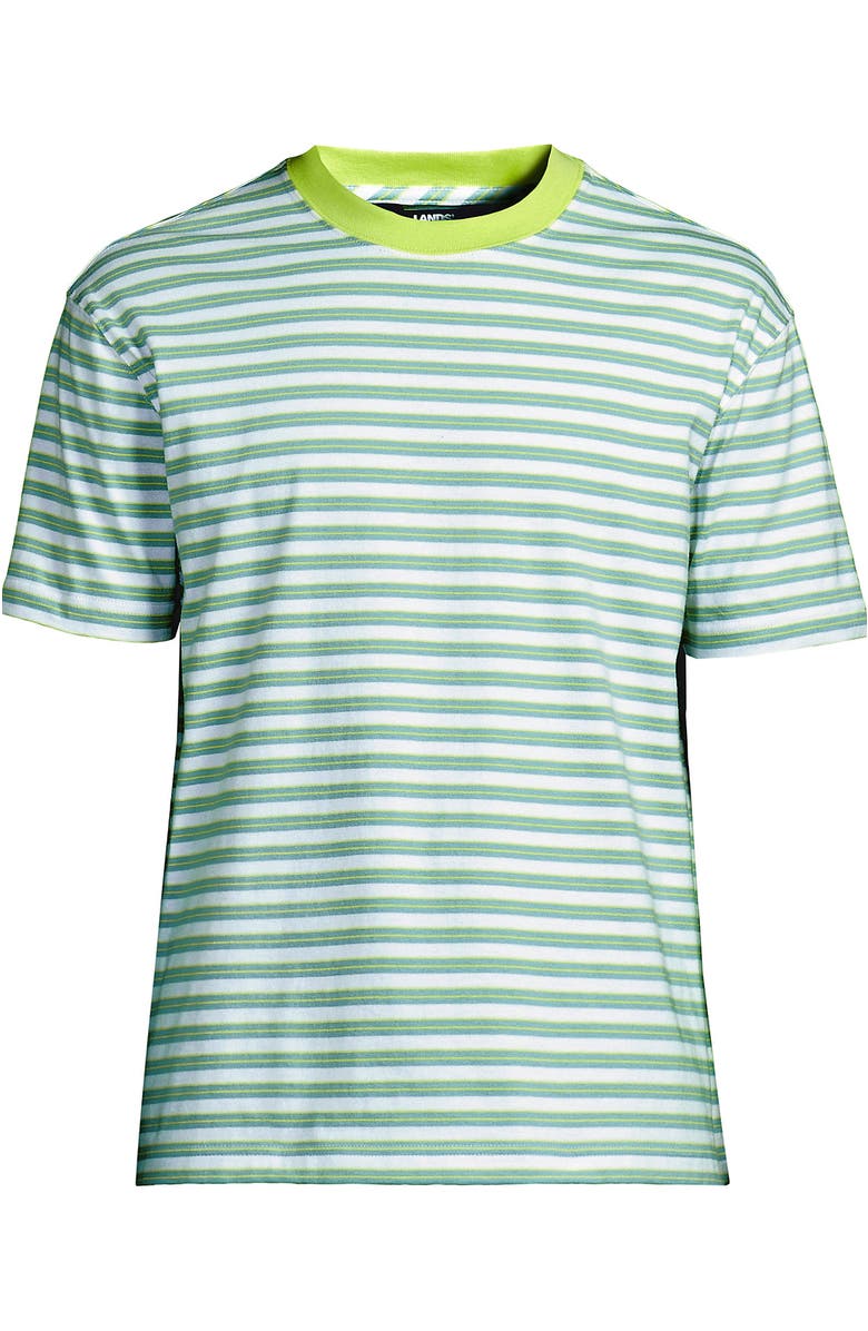Lands' End Short Sleeve Super-T Crew Relaxed Fit Tee, Alternate, color, Pale Teal Stripe