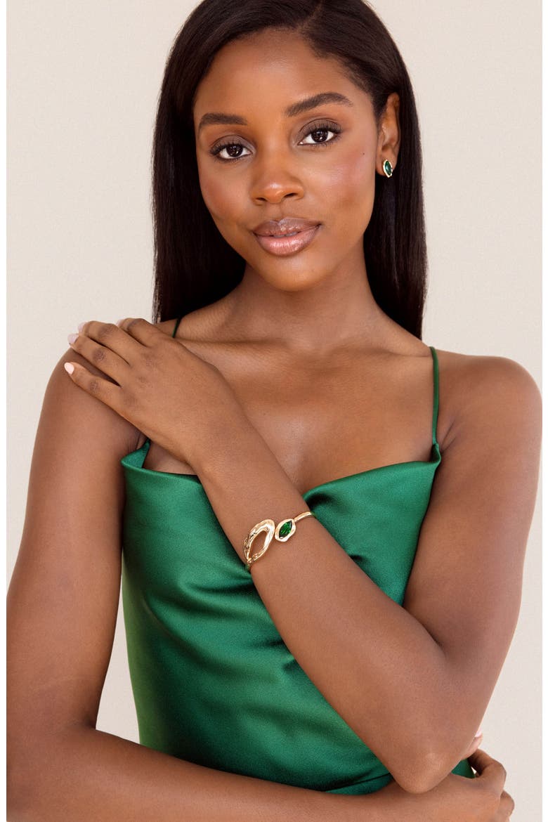 Molten Marquise Crystal Hinge Cuff Bracelet, Alternate, color, GREEN