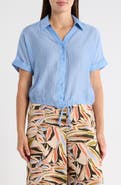 Adrianna Papell Short Sleeve Tie Hem Button-Up Shirt