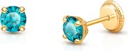 Tiny Blessings 14K Gold 4mm Crystal Birthstone Studs Screw Back Earrings