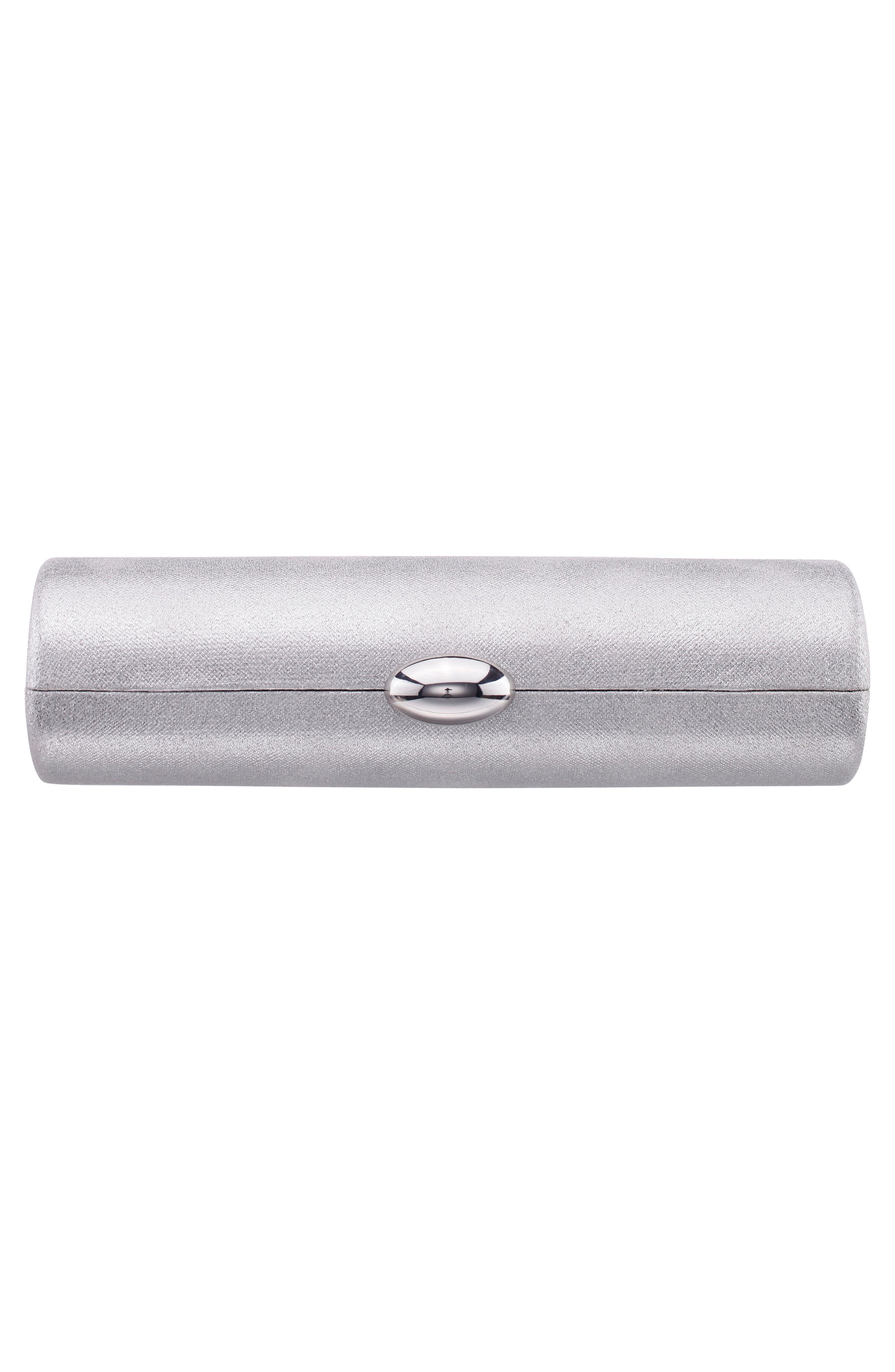 Nina Xandra Metallic Faux Leather Frame Clutch, Alternate, color, Silver