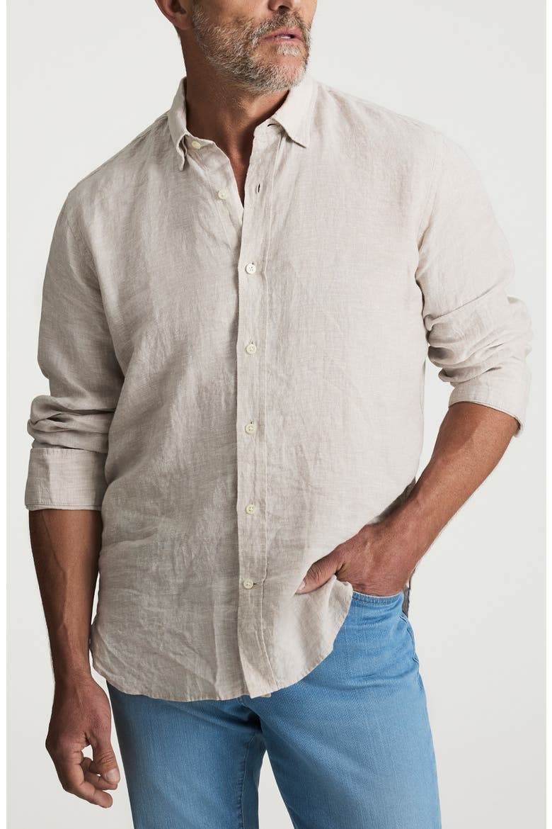 Linen Button-Up Shirt, Main, color, BEIGE