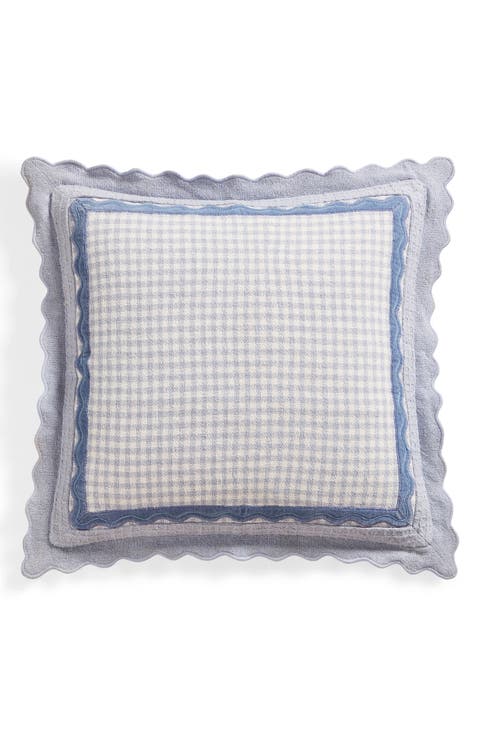 Gingham Scallop Accent Pillow