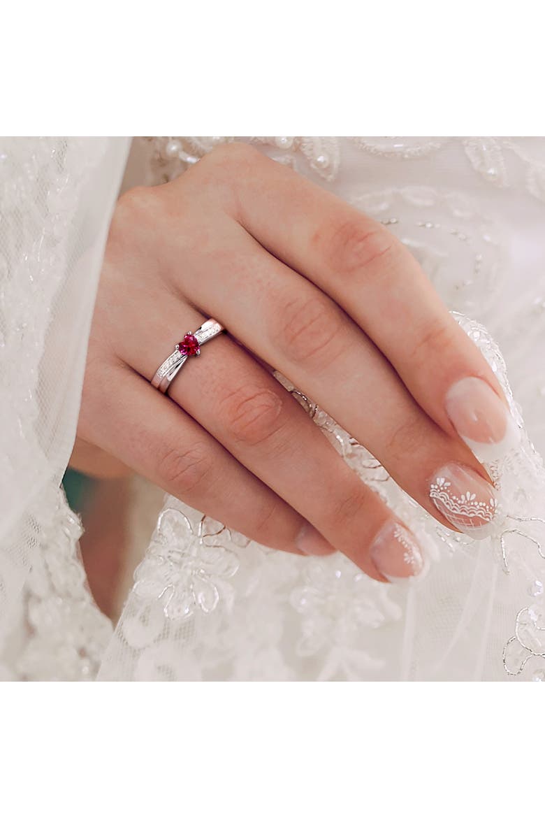 Created Ruby & Diamond Heart Ring, Alternate, color, Lab-Created Ruby