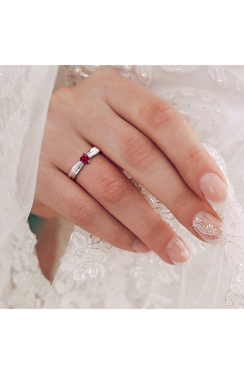 Julianna B. Created Ruby & Diamond Heart Ring, Alternate, color, Lab-Created Ruby