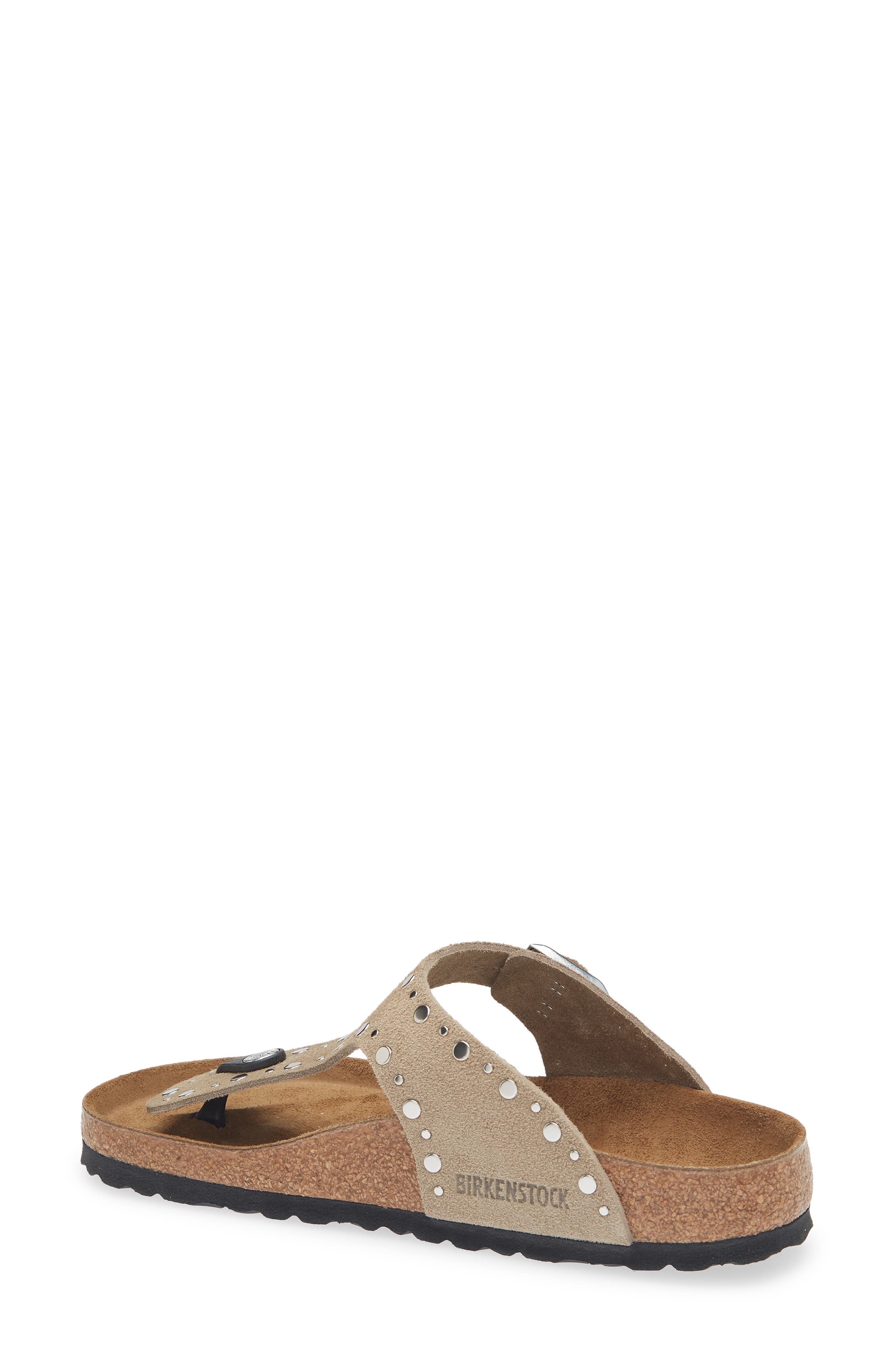 Birkenstock Gizeh Rivets Sandal, Alternate, color, Taupe Suede