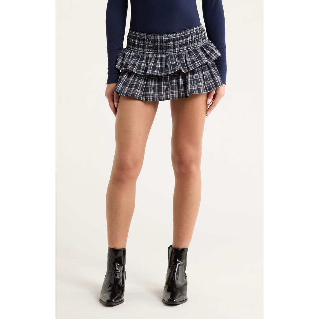 Pacsun Plaid Tiered Skort In Black