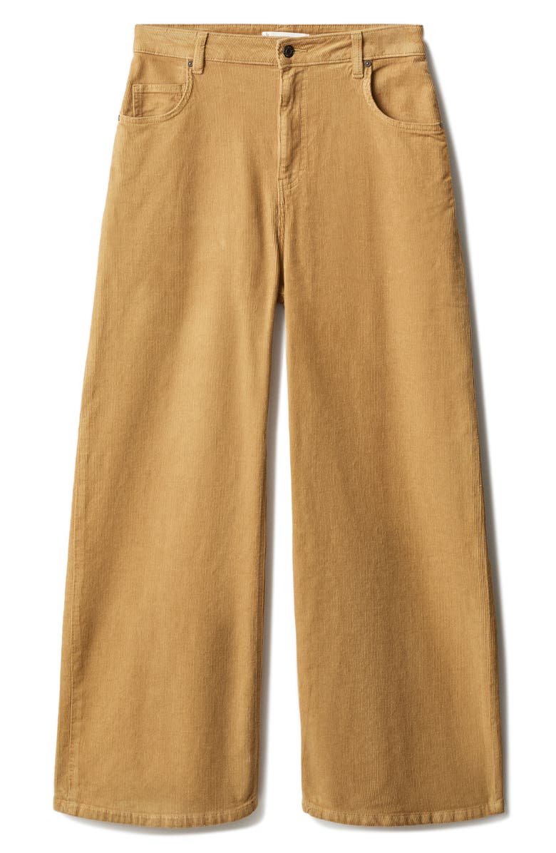 MANGO Wide Leg Corduroy Pants, Alternate, color, Caramel