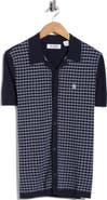 Original Penguin Grid Chainstitched Knit Camp Shirt