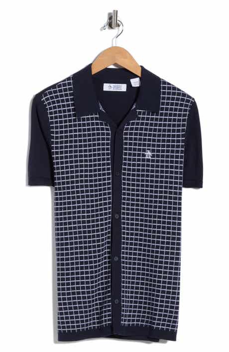 Original Penguin Grid Chainstitched Knit Camp Shirt
